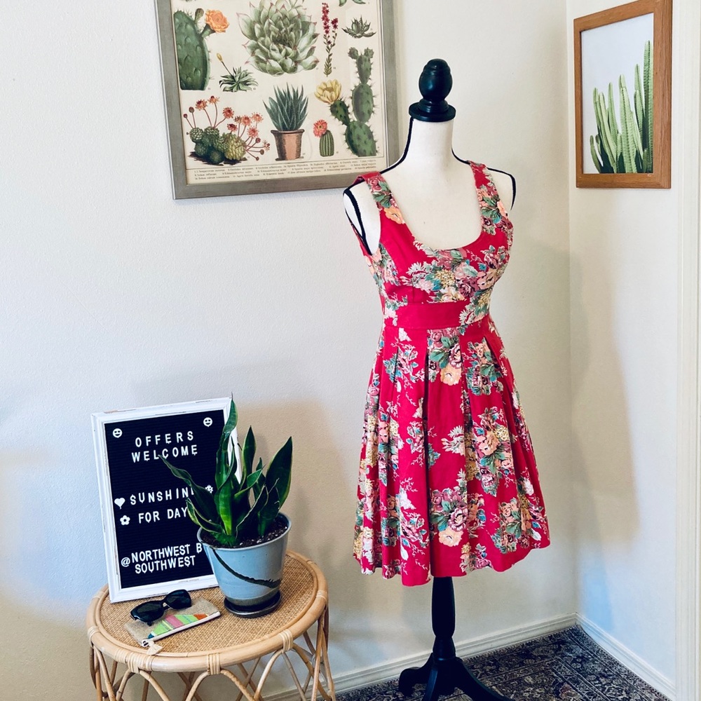 A-Line Floral Midi Dress
